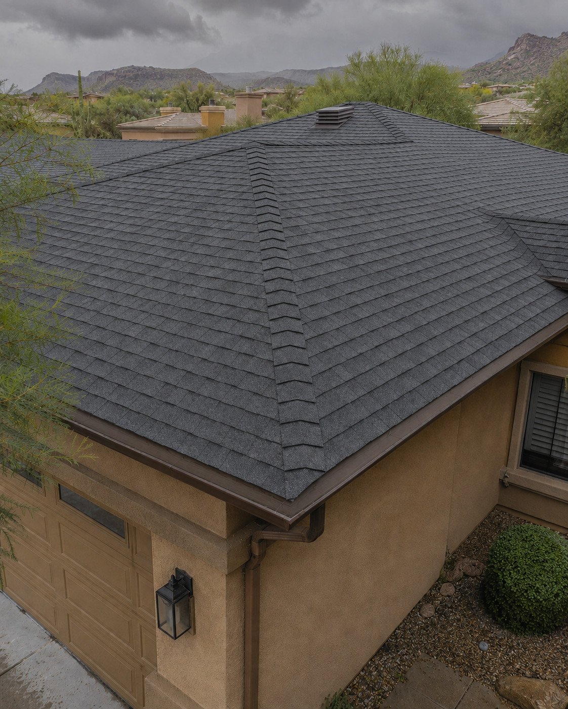 Completed architectural shingle roof after a hail replacement